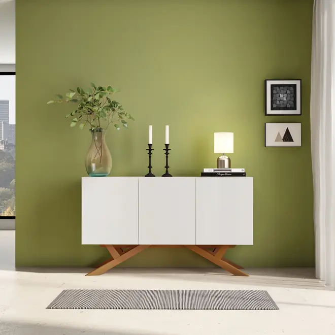BUFFET 3 PORTAS 1,35 M X 45 CM MARTINO - BRANCO/NOZES - Foto 6