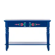 APARADOR COM 2 GAVETAS 1,10 M X 35 CM FOLKSY - AZUL/MULTICOR - Foto 1