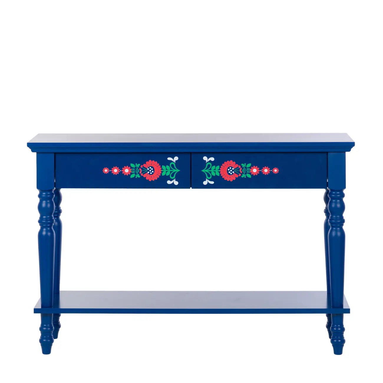 APARADOR COM 2 GAVETAS 1,10 M X 35 CM FOLKSY - AZUL/MULTICOR - Foto 1