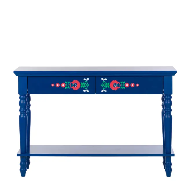 APARADOR COM 2 GAVETAS 1,10 M X 35 CM FOLKSY - AZUL/MULTICOR - Foto 1