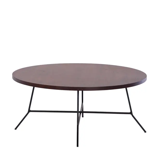 MESA DE CENTRO REDONDA 80 CM JAHARI - PRETO/NOZES RÚSTICO - Foto 2