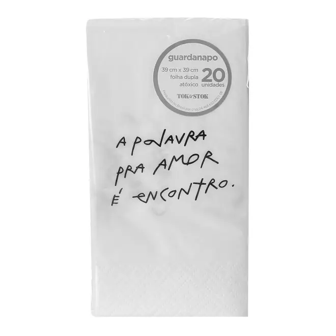 GUARDANAPO PACOTE COM 20 PEÇAS 39 CM X 39 CM MANUSCRITO - BRANCO/PRETO - Foto 1