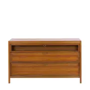 CÔMODA 3 GAVETAS 1,25 M X 45 CM MASCAVO - NOZES/INCOLOR - Foto 1