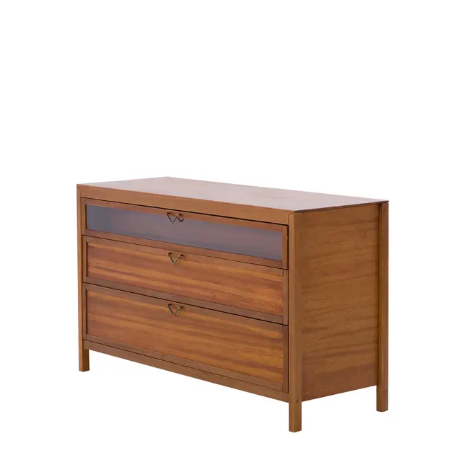 CÔMODA 3 GAVETAS 1,25 M X 45 CM MASCAVO - NOZES/INCOLOR - Foto 2