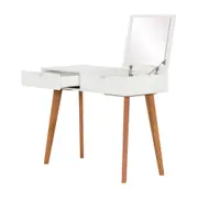 PENTEADEIRA/ESCRIVANINHA COM ESPELHO 1 GAVETA 1 M X 45 CM LIN - BRANCO/NOZES - Foto 2