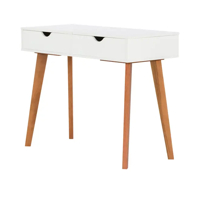 PENTEADEIRA/ESCRIVANINHA COM ESPELHO 1 GAVETA 1 M X 45 CM LIN - BRANCO/NOZES - Foto 3