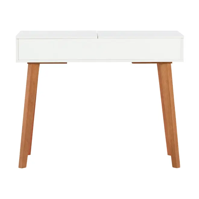 PENTEADEIRA/ESCRIVANINHA COM ESPELHO 1 GAVETA 1 M X 45 CM LIN - BRANCO/NOZES - Foto 6