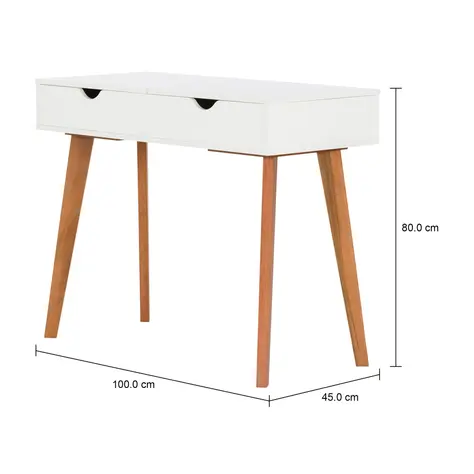 Imagem com medidas do produto PENTEADEIRA/ESCRIVANINHA COM ESPELHO 1 GAVETA 1 M X 45 CM LIN