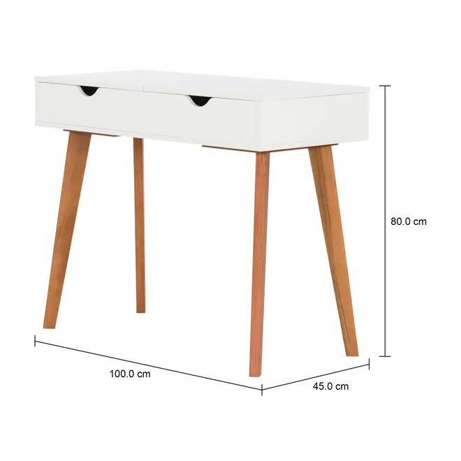 PENTEADEIRA/ESCRIVANINHA COM ESPELHO 1 GAVETA 1 M X 45 CM LIN - BRANCO/NOZES - Foto 7