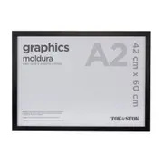 KIT MOLDURA A2 42 CM X 60 CM GRAPHICS - PRETO - Foto 1