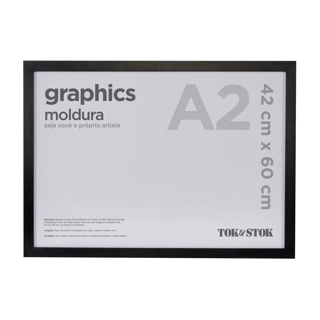 KIT MOLDURA A2 42 CM X 60 CM GRAPHICS - PRETO - Foto 1