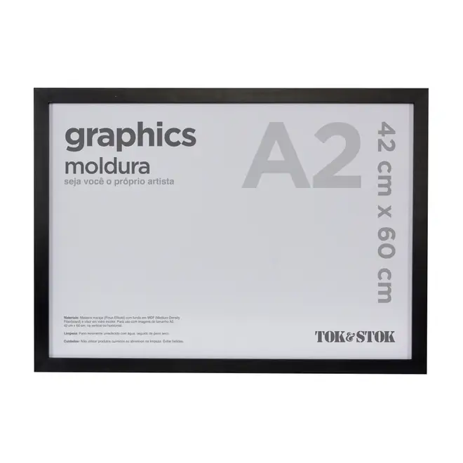 KIT MOLDURA A2 42 CM X 60 CM GRAPHICS - PRETO - Foto 1