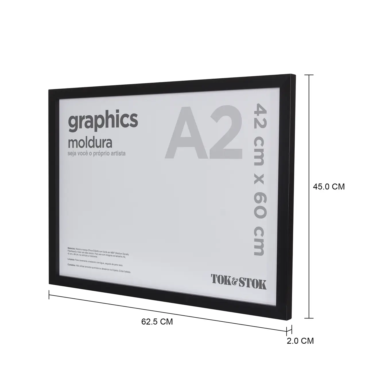 KIT MOLDURA A2 42 CM X 60 CM GRAPHICS - PRETO - Foto 3