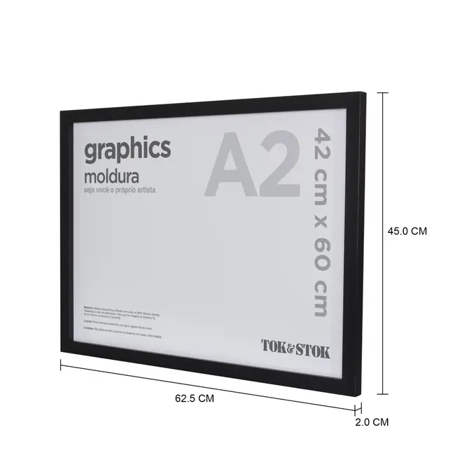 KIT MOLDURA A2 42 CM X 60 CM GRAPHICS - PRETO - Foto 3
