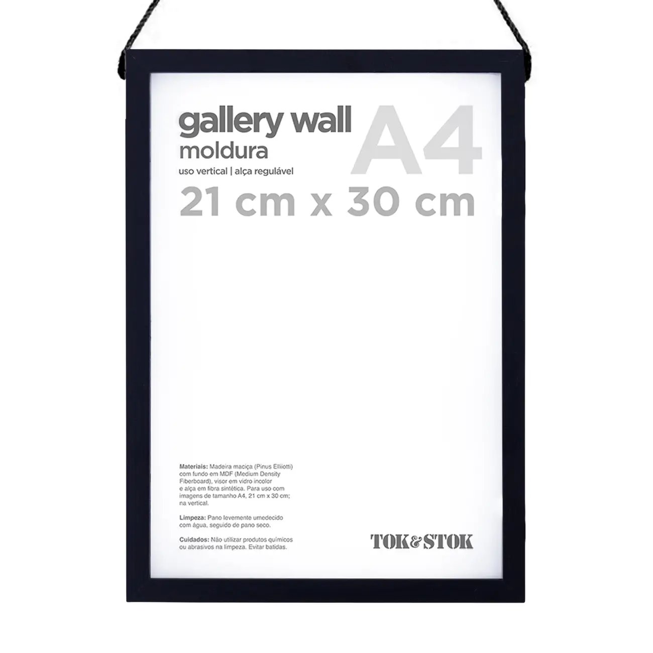 MOLDURA A4 21 CM X 30 CM GALLERY WALL - PRETO - Foto 1