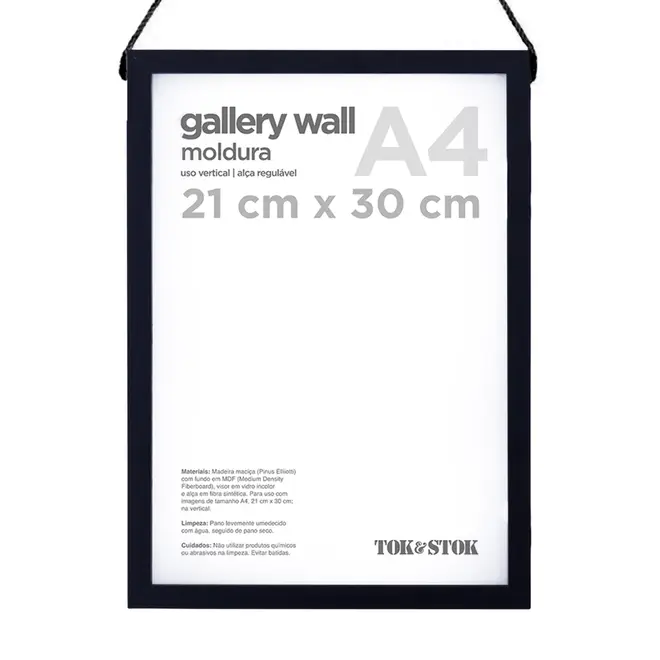 MOLDURA A4 21 CM X 30 CM GALLERY WALL - PRETO - Foto 1