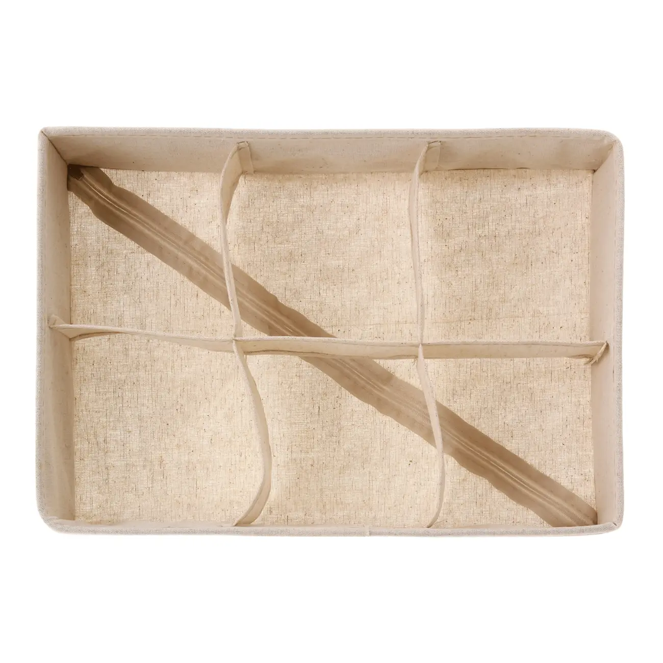 CESTO ORGANIZADOR DOBRÁVEL COM 6 DIVISÓRIAS QUADRADAS COTTON LINNEN - NATURAL - Foto 4