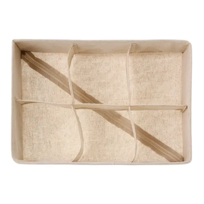 CESTO ORGANIZADOR DOBRÁVEL COM 6 DIVISÓRIAS QUADRADAS COTTON LINNEN - NATURAL - Foto 4