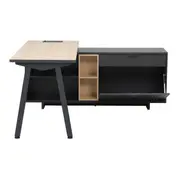 MESA COM BALCÃO 1 PORTA BASCULANTE/1 GAVETA 1,60 M X 1,60 M ALETA - KONKRET/OAK TAMMI - Foto 8