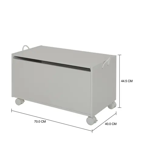 Imagem com medidas do produto BAÚ COM RODÍZIOS 75 CM X 40 CM MOBI