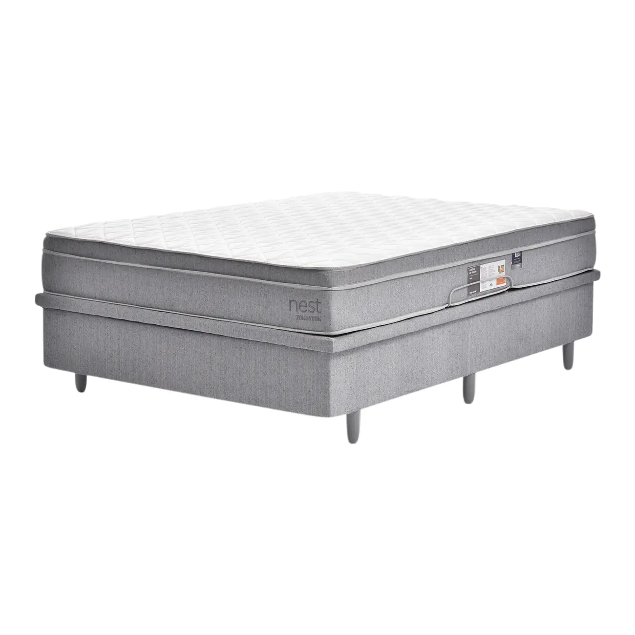 CAMA BOX DE CASAL 1,38 M COM BAÚ NEST - CINZA/BRANCO - Foto 1
