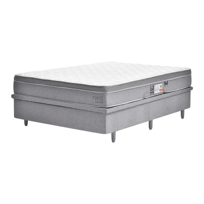 CAMA BOX DE CASAL 1,38 M COM BAÚ NEST - CINZA/BRANCO - Foto 1