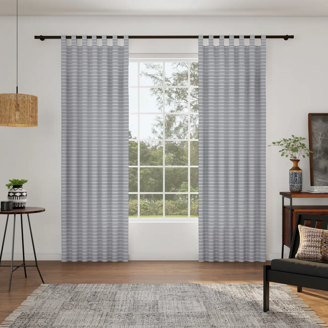 CORTINA 2 PEÇAS 1,40 M X 2,50 M MALAW - PRETO/BRANCO - Foto 7