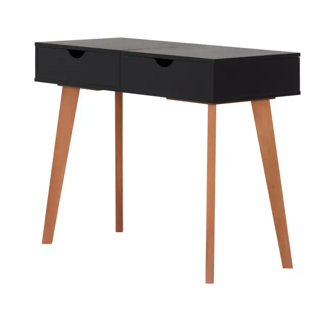 PENTEADEIRA/ESCRIVANINHA COM ESPELHO 1 GAVETA 1 M X 45 CM LIN - PRETO/NOZES - Foto 3