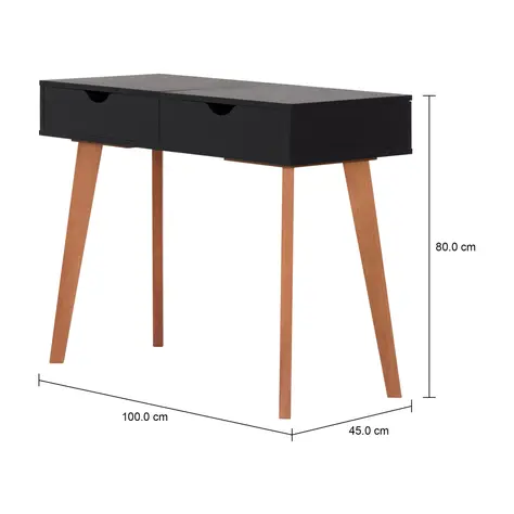 Imagem com medidas do produto PENTEADEIRA/ESCRIVANINHA COM ESPELHO 1 GAVETA 1 M X 45 CM LIN