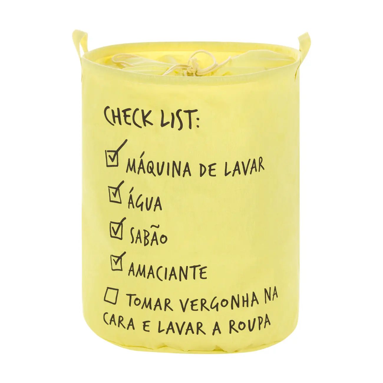 CESTO PARA ROUPA CHECK LIST SINCERO - LIMÃO SICILIANO/PRETO - Foto 1