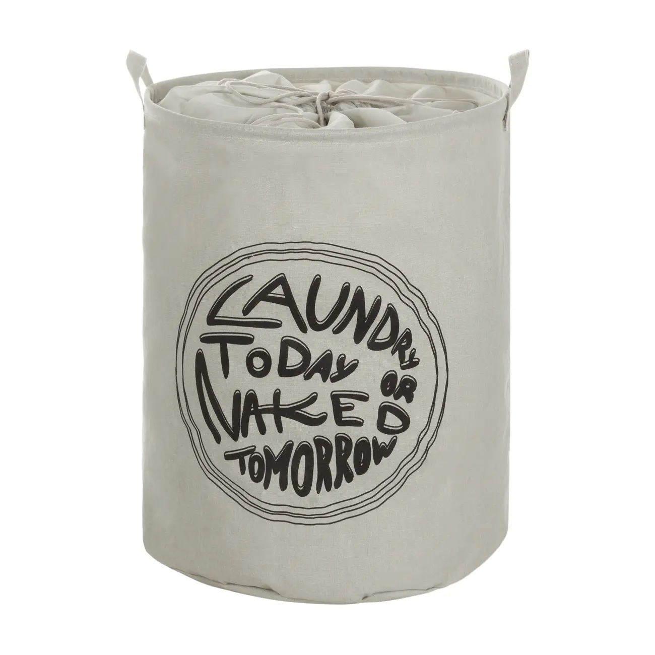 CESTO PARA ROUPA LAUNDRY OR NAKED - CINZA/PRETO - Foto 1