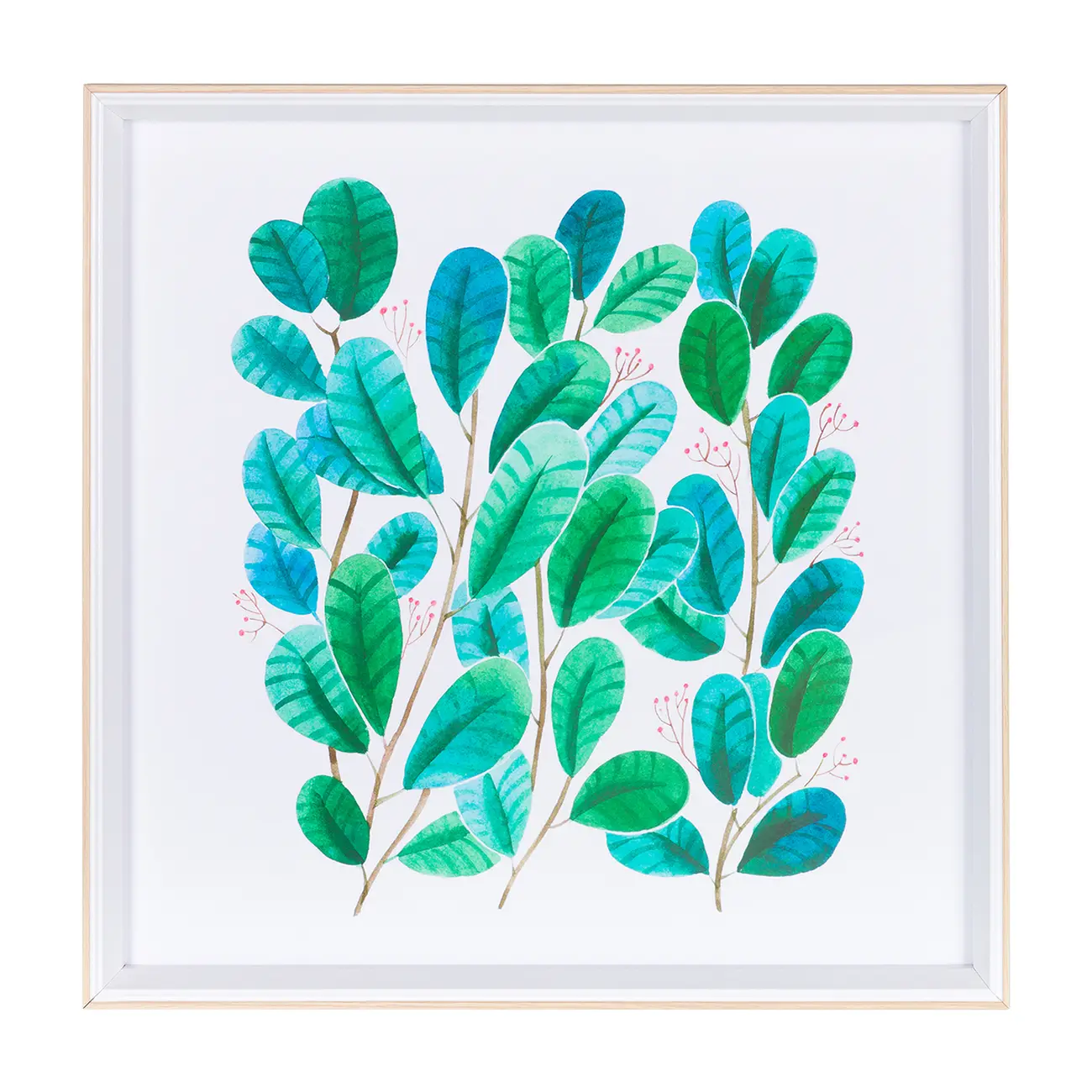 QUADRO 40 CM X 40 CM AQUARELA PLANTAE II - PINUS NATURAL/VERDE - Foto 1