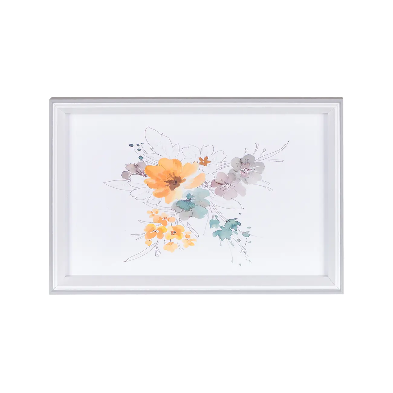 QUADRO 30 CM X 20 CM AQUARELA FLORAL II - CINZA PROVENCE/MULTICOR - Foto 1