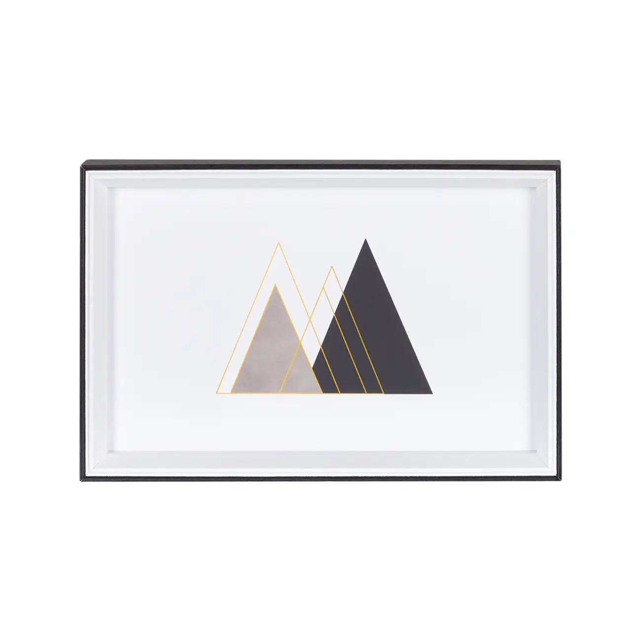 QUADRO 30 CM X 20 CM GEOLINES - PRETO/OURO - Foto 1