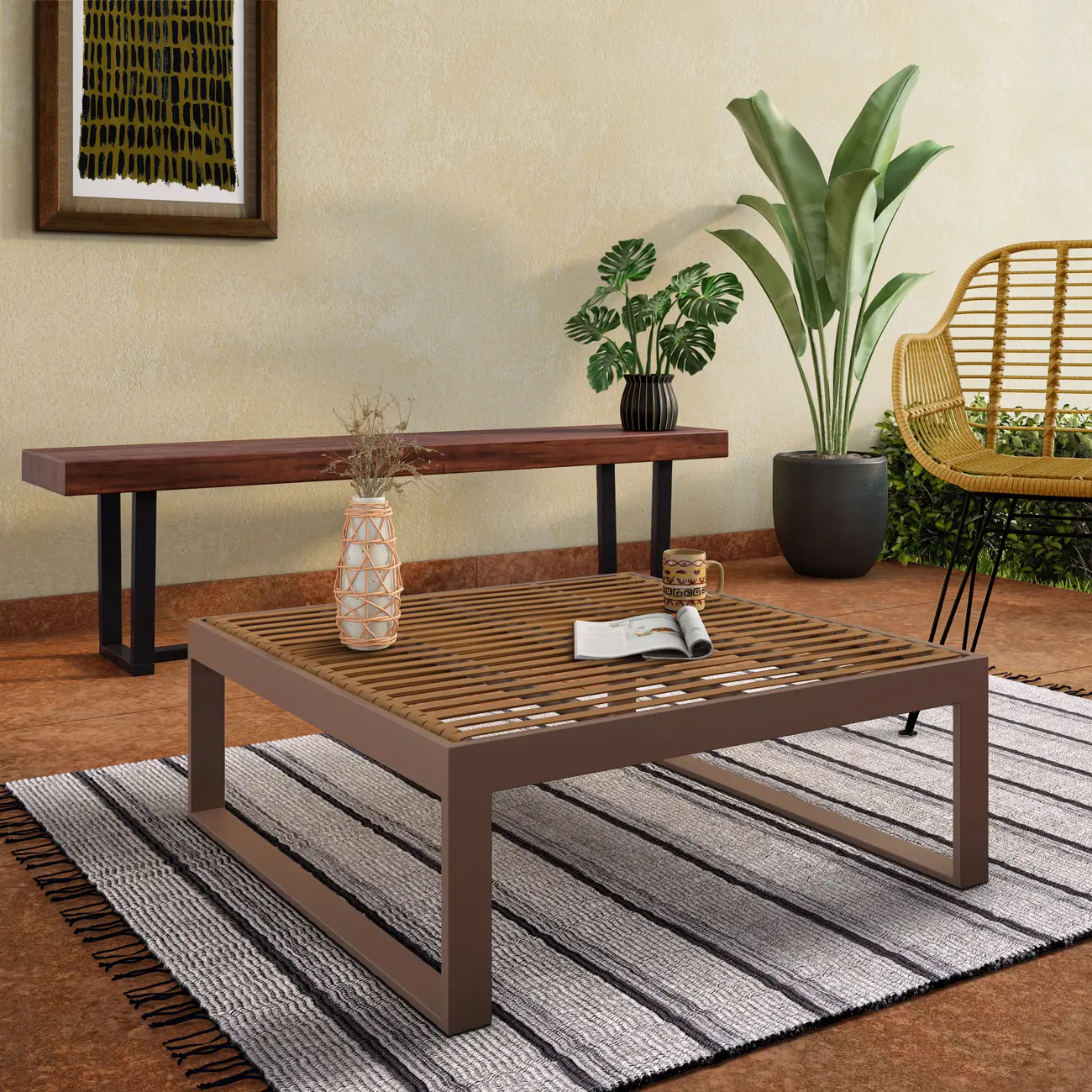 MESA DE CENTRO 80 CM X 80 CM PÂNDANO - CAFÉ/CAFÉ - Foto 5
