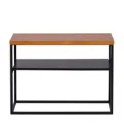 MESA LATERAL 70 CM X 25 CM SHELVES - PRETO/NOZES - Foto 1