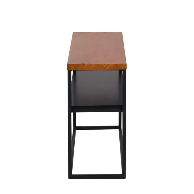 MESA LATERAL 70 CM X 25 CM SHELVES - PRETO/NOZES - Foto 3