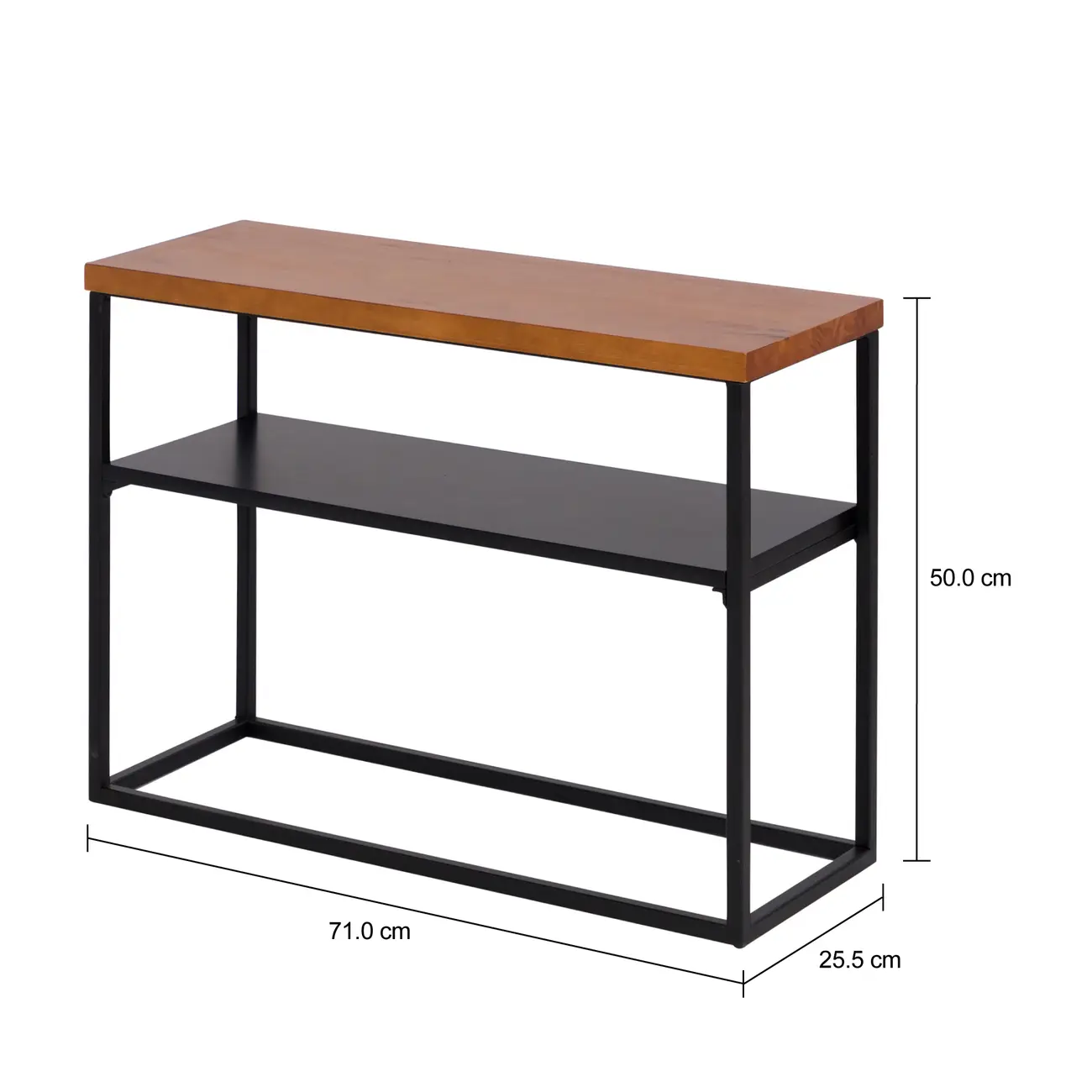 MESA LATERAL 70 CM X 25 CM SHELVES - PRETO/NOZES - Foto 4