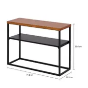 MESA LATERAL 70 CM X 25 CM SHELVES - PRETO/NOZES - Foto 4
