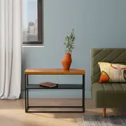 MESA LATERAL 70 CM X 25 CM SHELVES - PRETO/NOZES - Foto 5