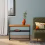 MESA LATERAL 70 CM X 25 CM SHELVES - PRETO/NOZES - Foto 5