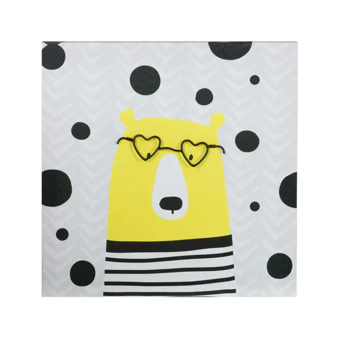 TELA 28 CM X 28 CM GEEK&FUN BEAR - PRETO/BANANA - Foto 1