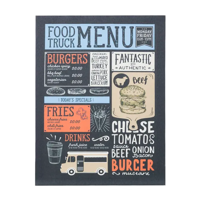 TELA 30 CM X 40 CM FOOD TRUCK MENU - MULTICOR - Foto 1