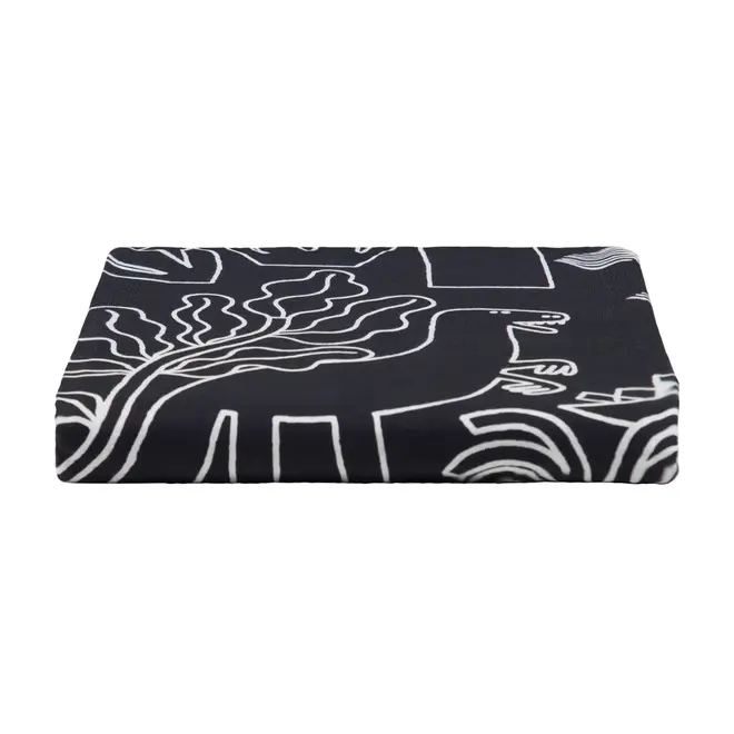LENÇOL DE SOLTEIRO 1,60 M X 2,40 M BENTOSSAURO - PRETO/ OFFWHITE - Foto 1