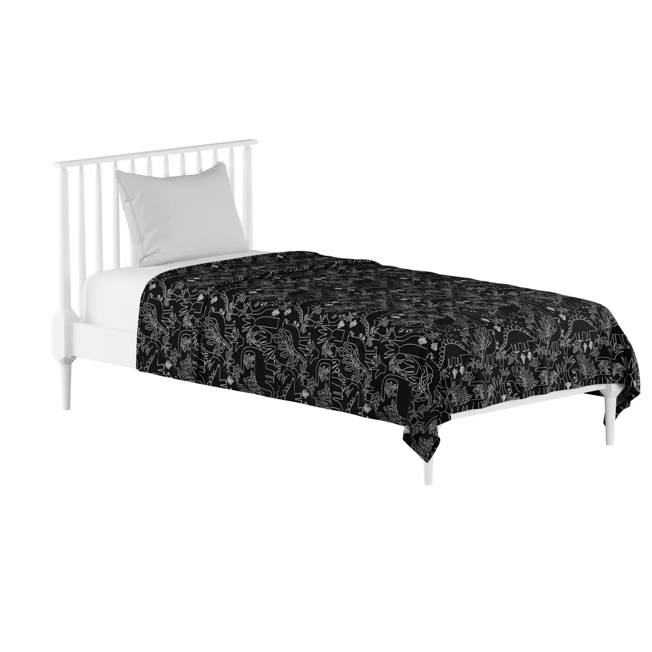 LENÇOL DE SOLTEIRO 1,60 M X 2,40 M BENTOSSAURO - PRETO/ OFFWHITE - Foto 4