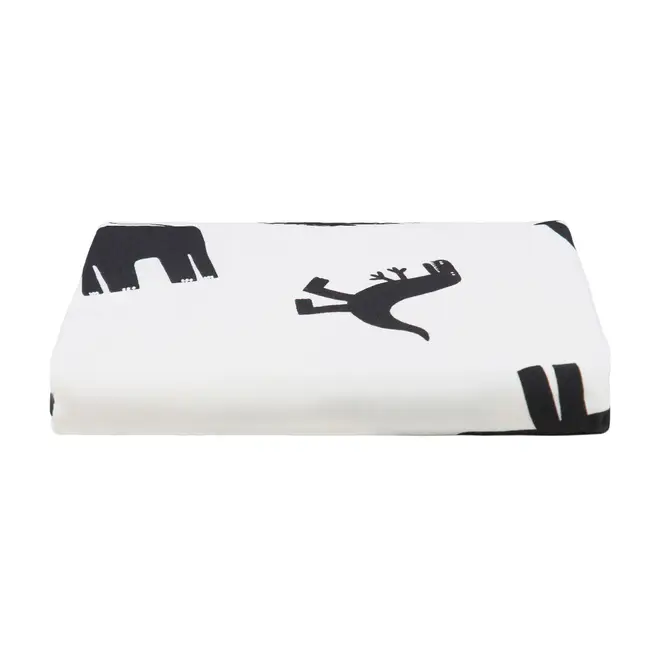 LENÇOL COM ELÁSTICO INFANTIL 78 CM X 1,62 M X 18 CM BENTOSSAURO DINOS - OFF WHITE/PRETO - Foto 1