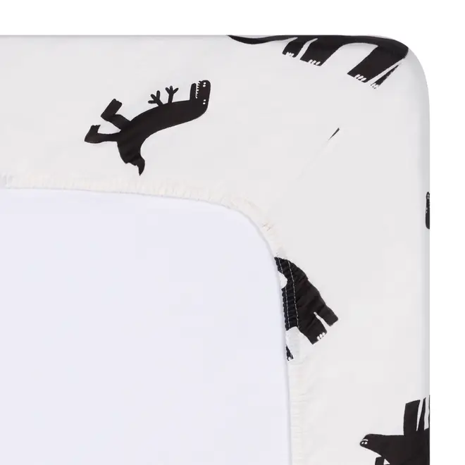 LENÇOL COM ELÁSTICO INFANTIL 78 CM X 1,62 M X 18 CM BENTOSSAURO DINOS - OFF WHITE/PRETO - Foto 2