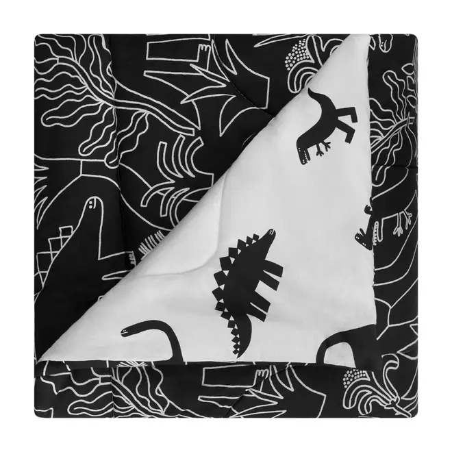 EDREDOM DE SOLTEIRO 1,60 M X 2,40 M BENTOSSAURO - OFF WHITE/PRETO - Foto 1