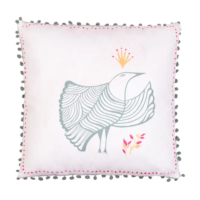 ALMOFADA 43 CM X 43 CM DELÍRIO DELÍCIA - ROSA ANTIQUE/AZUL CLARO - Foto 1