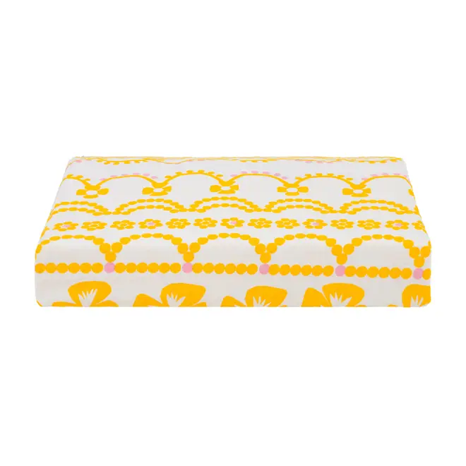 LENÇOL COM ELÁSTICO JR. 78 CM X 1,62 M X 18 CM FRÓ E FRÔ - AMARELO/ OFF WHITE - Foto 1